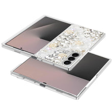 For Samsung Z Fold7 Case Full Rhinestone 3D Rose Bling Cover + Tempered Glass