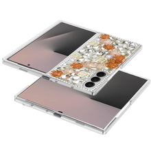 For Samsung Z Fold7 Case Full Rhinestone 3D Rose Bling Cover + Tempered Glass