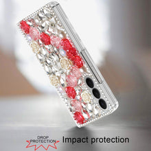 For Samsung Z Fold7 Case Full Rhinestone 3D Rose Bling Cover + Tempered Glass
