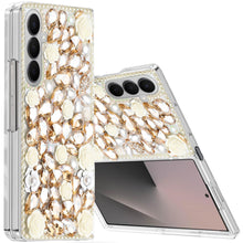 For Samsung Z Fold7 Case Full Rhinestone 3D Rose Bling Cover + Tempered Glass