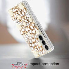 For Samsung Z Fold7 Case Full Rhinestone 3D Rose Bling Cover + Tempered Glass