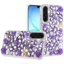 For Samsung A17 5G Case Full Rhinestone 3D Rose Bling Cover + Tempered Glass