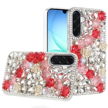 For Samsung A17 5G Case Full Rhinestone 3D Rose Bling Cover + Tempered Glass