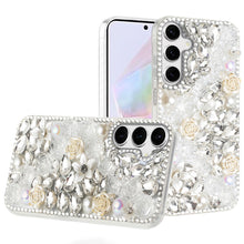 For Samsung A36 Case Full Rhinestone 3D Rose Bling Phone Cover + Tempered Glass