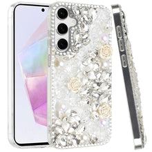 For Samsung A36 Case Full Rhinestone 3D Rose Bling Phone Cover + Tempered Glass
