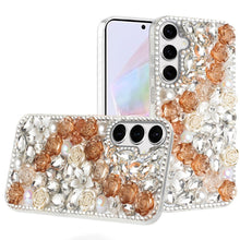For Samsung A36/A56 Case Full Rhinestone 3D Rose Bling Cover + Tempered Glass
