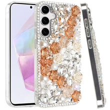 For Samsung A36 Case Full Rhinestone 3D Rose Bling Phone Cover + Tempered Glass