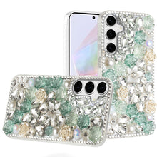 For Samsung A36/A56 Case Full Rhinestone 3D Rose Bling Cover + Tempered Glass