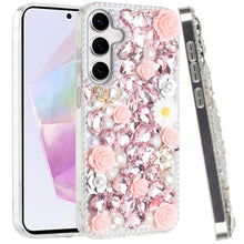 For Samsung A36 Case Full Rhinestone 3D Rose Bling Phone Cover + Tempered Glass