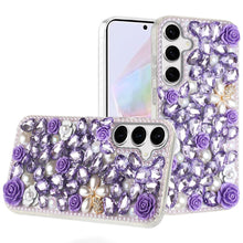 For Samsung A36 Case Full Rhinestone 3D Rose Bling Phone Cover + Tempered Glass