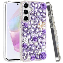 For Samsung A36 Case Full Rhinestone 3D Rose Bling Phone Cover + Tempered Glass