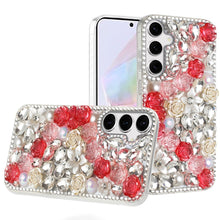 For Samsung A36 Case Full Rhinestone 3D Rose Bling Phone Cover + Tempered Glass