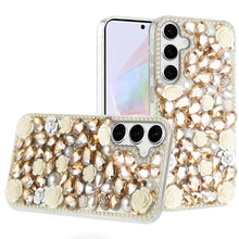 For Samsung A36/A56 Case Full Rhinestone 3D Rose Bling Cover + Tempered Glass