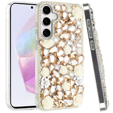 For Samsung A36/A56 Case Full Rhinestone 3D Rose Bling Cover + Tempered Glass