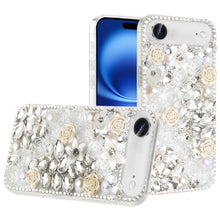For iPhone Air Case Full Jewel with 3D Roses Bling Phone Cover + Tempered Glass