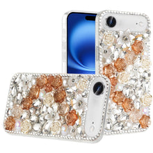 For iPhone Air Case Full Jewel with 3D Roses Bling Phone Cover + Tempered Glass