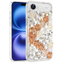 For iPhone Air Case Full Jewel with 3D Roses Bling Phone Cover + Tempered Glass