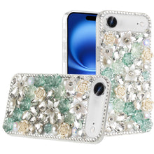 For iPhone Air Case Full Jewel with 3D Roses Bling Phone Cover + Tempered Glass