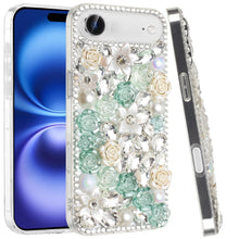 For iPhone Air Case Full Jewel with 3D Roses Bling Phone Cover + Tempered Glass