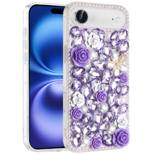 For iPhone Air Case Full Jewel with 3D Roses Bling Phone Cover + Tempered Glass