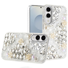 For Samsung S25 Edge Case Full Rhinestone 3D Rose Bling Cover + Tempered Glass