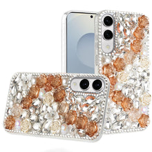 For Samsung S25 Edge Case Full Rhinestone 3D Rose Bling Cover + Tempered Glass