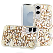 For Samsung S25 Edge Case Full Rhinestone 3D Rose Bling Cover + Tempered Glass