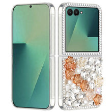 For Samsung Z Flip7 Case Full Rhinestone 3D Rose Bling Cover + Tempered Glass