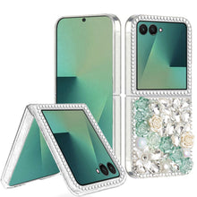 For Samsung Z Flip7 Case Full Rhinestone 3D Rose Bling Cover + Tempered Glass