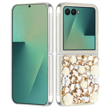 For Samsung Z Flip7 Case Full Rhinestone 3D Rose Bling Cover + Tempered Glass