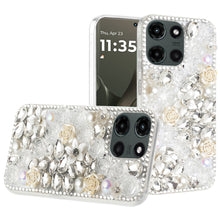 For Motorola Edge 2025 Case Full Rhinestone 3D Rose Bling Fashion Phone Cover