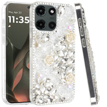 For Motorola Edge 2025 Case Full Rhinestone 3D Rose Bling Fashion Phone Cover