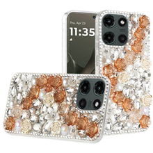 For Motorola Edge 2025 Case Full Rhinestone 3D Rose Bling Fashion Phone Cover