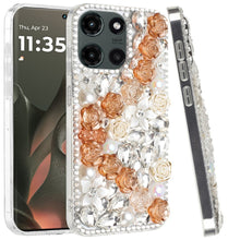 For Motorola Edge 2025 Case Full Rhinestone 3D Rose Bling Fashion Phone Cover