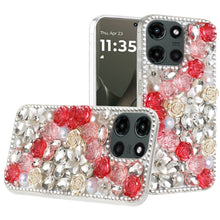 For Motorola Edge 2025 Case Full Rhinestone 3D Rose Bling Fashion Phone Cover