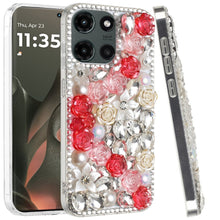 For Motorola Edge 2025 Case Full Rhinestone 3D Rose Bling Fashion Phone Cover