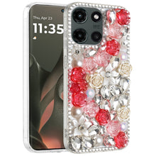 For Motorola Edge 2025 Case Full Rhinestone 3D Rose Bling Fashion Phone Cover