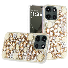 For Motorola Edge 2025 Case Full Rhinestone 3D Rose Bling Fashion Phone Cover