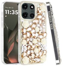 For Motorola Edge 2025 Case Full Rhinestone 3D Rose Bling Fashion Phone Cover