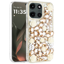 For Motorola Edge 2025 Case Full Rhinestone 3D Rose Bling Fashion Phone Cover