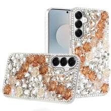 For Samsung S26+ Plus Case Full Rhinestone 3D Rose Bling Cover + Tempered Glass