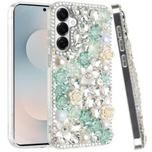 For Samsung S26+ Plus Case Full Rhinestone 3D Rose Bling Cover + Tempered Glass