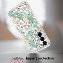 For Samsung S26+ Plus Case Full Rhinestone 3D Rose Bling Cover + Tempered Glass