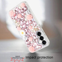 For Samsung S26+ Plus Case Full Rhinestone 3D Rose Bling Cover + Tempered Glass