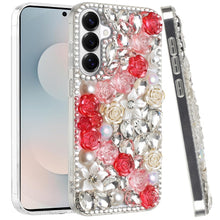 For Samsung S26+ Plus Case Full Rhinestone 3D Rose Bling Cover + Tempered Glass