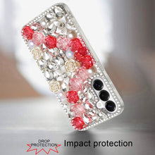 For Samsung S26+ Plus Case Full Rhinestone 3D Rose Bling Cover + Tempered Glass