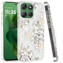 For Moto G Power 2025 Case Full 3D Rose Bling Phone Cover + Tempered Glass