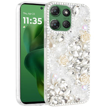 For Moto G Power 2025 Case Full 3D Rose Bling Phone Cover + Tempered Glass