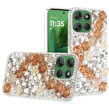 For Moto G Power 2025 Case Full 3D Rose Bling Phone Cover + Tempered Glass