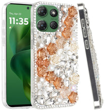 For Moto G Power 2025 Case Full 3D Rose Bling Phone Cover + Tempered Glass